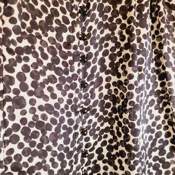 J.Crew womens black and white dotted silk cap sleeve button front blouse size S - Picture 7 of 10